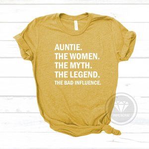 Unisex Auntie, The Myth, The Legend Funny Graphic Tshirt
